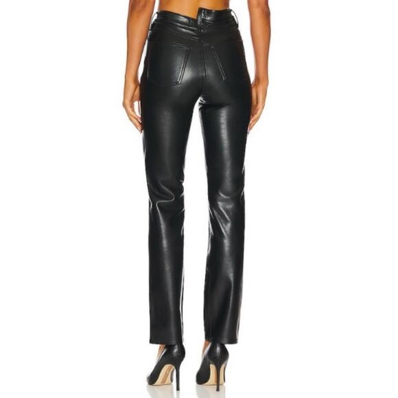 Agolde Criss Cross Straight Black Soft Recycled Leather Pants 25 $378 - Picture 2 of 12